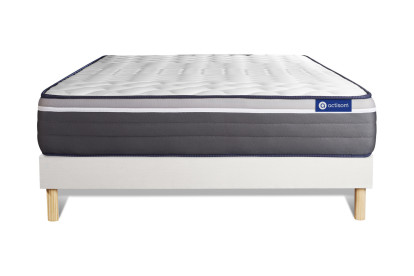 Ensemble Matelas Sommier 120x195 cm - Sommier Blanc (en kit) - Actilatex Plus