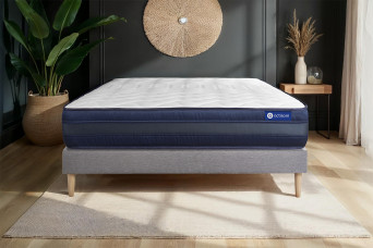 Ensemble Matelas Sommier 160x190 cm - Sommier Gris (en kit) - Actiflex Tech