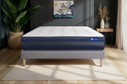Ensemble Matelas Sommier 140x220 cm - Sommier Gris (en kit) - Actilatex Tech