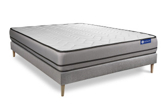 Ensemble Matelas Sommier 150x190 cm - Sommier Gris (en kit) - Actiflex Night