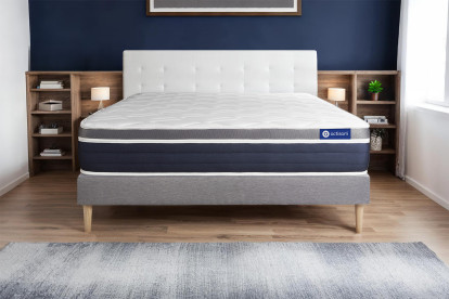 Ensemble Matelas Sommier 120x210 cm - Sommier Gris (en kit) - Actimemo Confort
