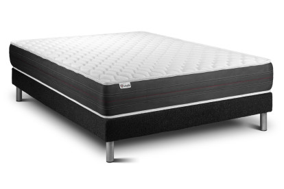 Ensemble Matelas Sommier 180x220 cm - Sommier Noir (en kit) - Vitalspring