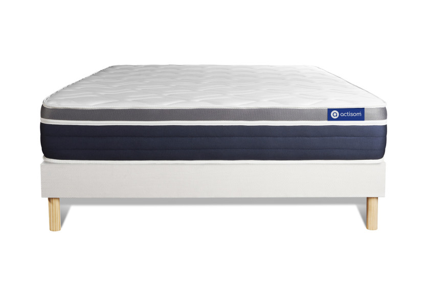 Ensemble Matelas Sommier 150x195 cm - Sommier Blanc (en kit) - Actilatex Confort