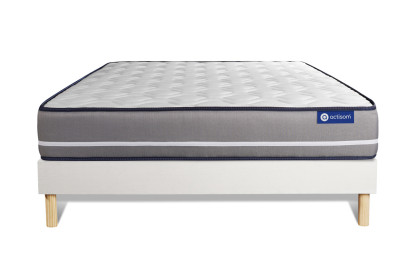 Ensemble Matelas Sommier 120x210 cm - Sommier Blanc (en kit) - Actimemo Pur
