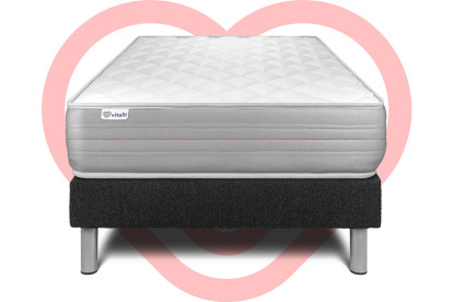Ensemble Matelas Sommier 120x190 cm - Sommier Noir (en kit) - Vitalmemo