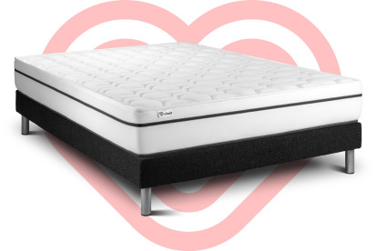 Ensemble Matelas Sommier 150x190 cm - Sommier Noir (en kit) - Vital Spa