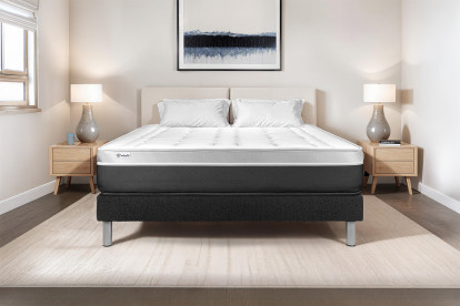 Ensemble Matelas Sommier 120x190 cm - Sommier Noir (en kit) - Vital Soft