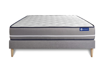 Ensemble Matelas Sommier 120x210 cm - Sommier Gris (en kit) - Actilatex Pur