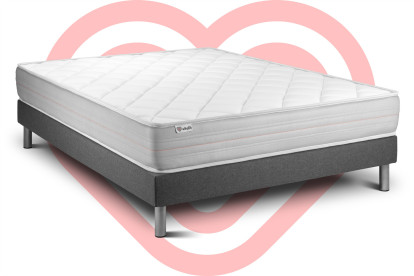 Ensemble Matelas Sommier 180x220 cm - Sommier Gris (en kit) - Vitalmemo