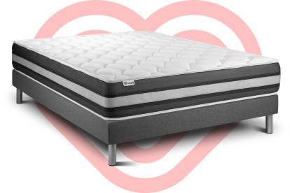 Ensemble Matelas Sommier 140x220 cm - Sommier Gris (en kit) - Vitalspring Zen
