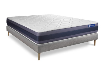 Ensemble Matelas Sommier 150x195 cm - Sommier Gris (en kit) - Actimemo Morpho