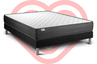 Ensemble Matelas Sommier 150x190 cm - Sommier Noir (en kit) - Vitalpower