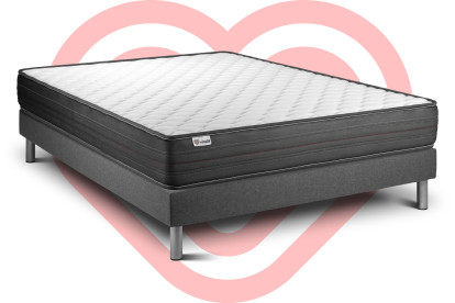 Ensemble Matelas Sommier 135x200 cm - Sommier Gris (en kit) - Vitalpower