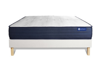 Ensemble Matelas Sommier 130x220 cm - Sommier Blanc (en kit) - Actimemo Life