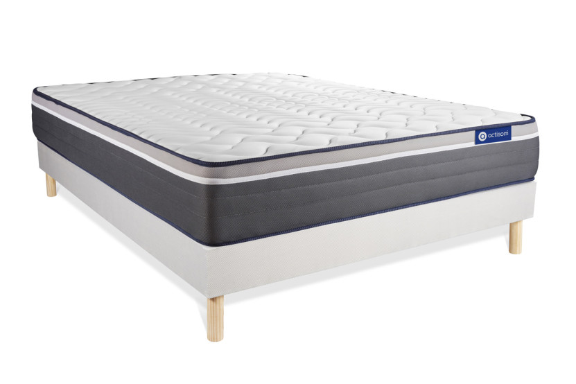 Ensemble Matelas Sommier 150x195 cm - Sommier Blanc (en kit) - Actiflex Plus