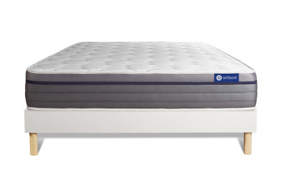 Ensemble Matelas Sommier 120x195 cm - Sommier Blanc (en kit) - ActiMemo Zen