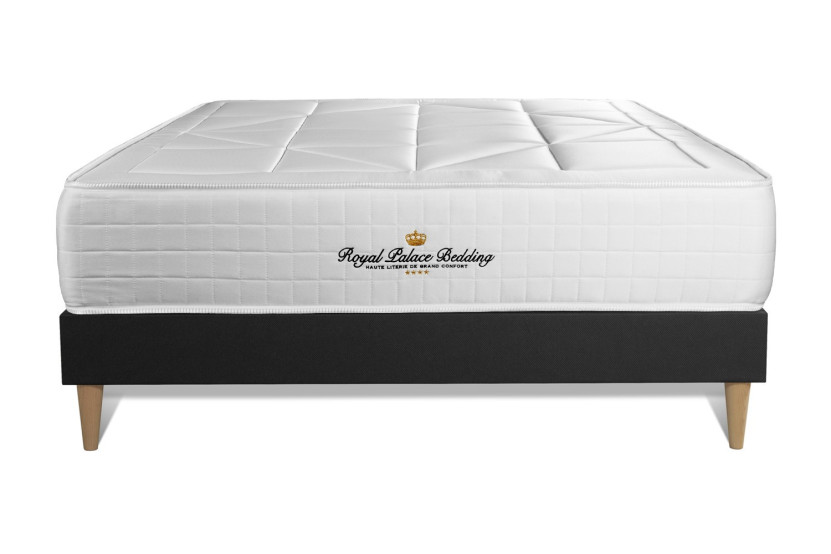 Ensemble Matelas Sommier 135x200 cm - Sommier Noir (en kit) - Windsor