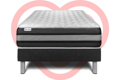 Ensemble Matelas Sommier 120x190 cm - Sommier Noir (en kit) - Vitalspring Zen