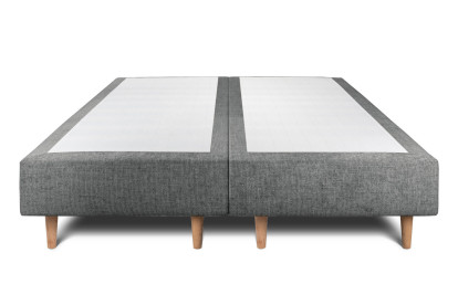Lit 2x 90x200 cm - Sommier tapissier H35 cm + tête de lit à lignes - Tissu Toile natté Gris Anthracite
