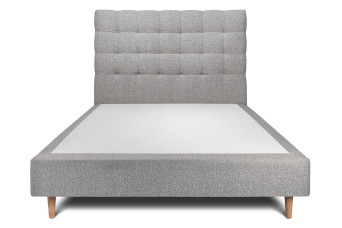Lit 140x190 cm avec Tête de lit capitonnée - Tissu Bouclette