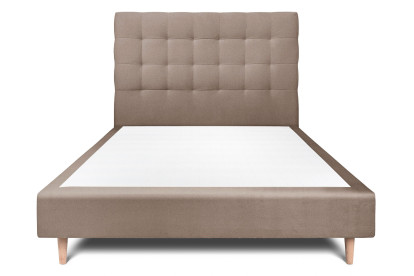 Lit 150x190 cm - Sommier tapissier H35 cm + tête de lit capitonnée - Tissu Velours Taupe