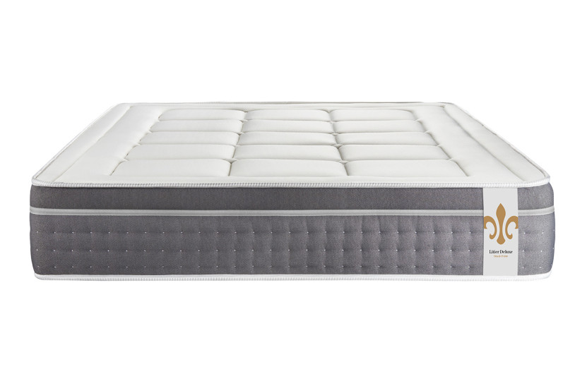 Pack lit complet 140x190 cm - Matelas + Sommier Gris (en kit) + 2 oreillers + Couette - Trente