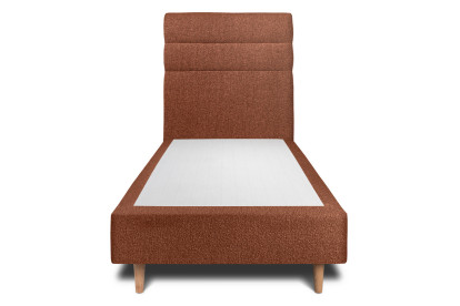 Lit 90x190 cm - Sommier tapissier H35 cm + tête de lit à lignes - Tissu Bouclette Terracotta