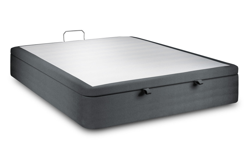Sommier Coffre 140x200 cm - Velours - Gris Anthracite