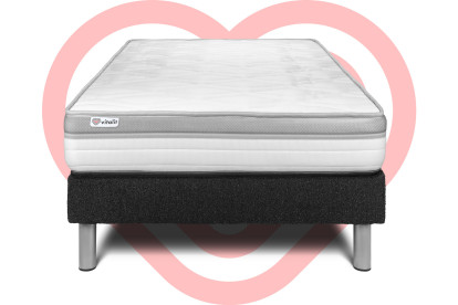 Ensemble Matelas Sommier 90x190 cm - Sommier Noir (en kit) - Vital Relax