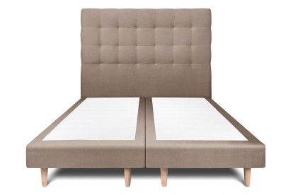 Lit 2x 90x200 cm - Sommier tapissier H29 cm + tête de lit capitonnée - Tissu Velours Taupe