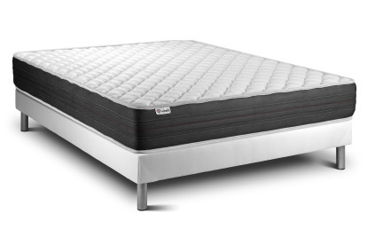 Ensemble Matelas Sommier 160x200 cm - Sommier Blanc (en kit) - Vitalmemo One