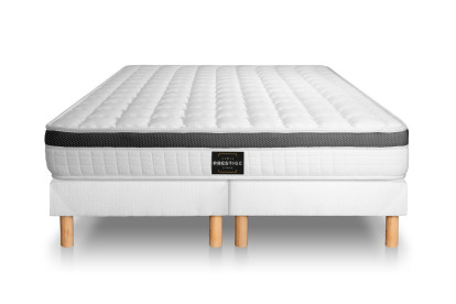 Ensemble Matelas Sommier 200x200 cm - 2 Sommiers Blancs (déjà monté) - Supérieur