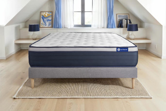 Ensemble Matelas Sommier 160x200 cm - Sommier Gris (en kit) - Actilatex Max