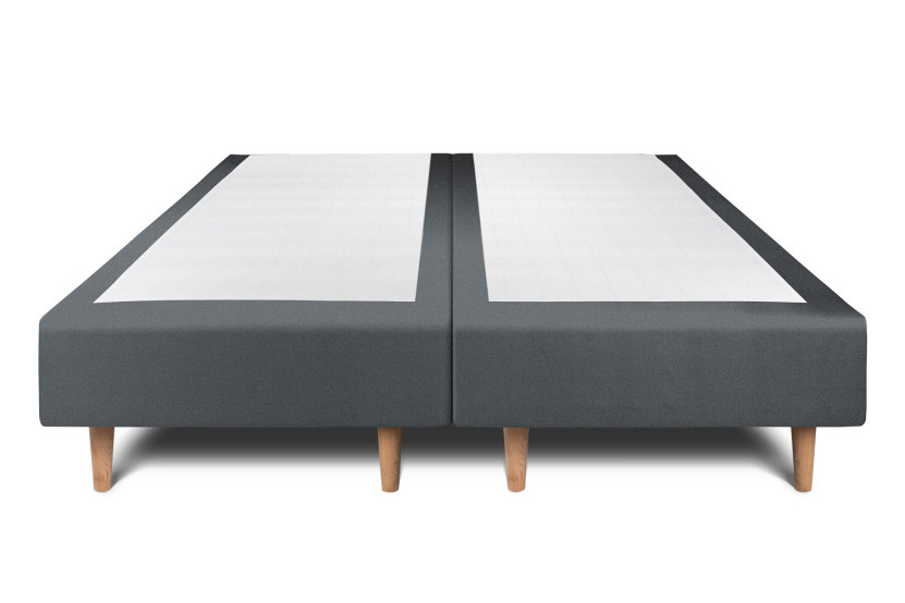 Lit 2x90x200 cm avec Tête de lit à lignes - Tissu Velours