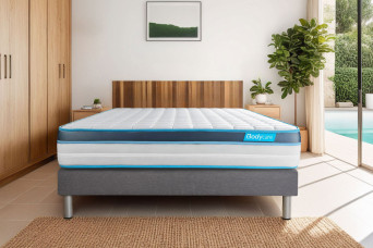 Ensemble Matelas Sommier 180x200 cm - Sommier Gris (en kit) - BodyFit