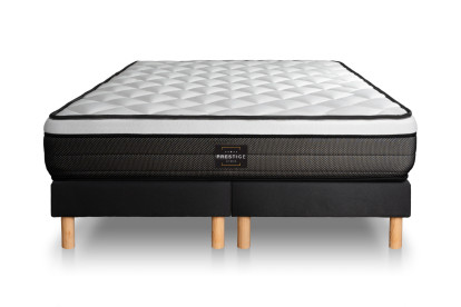 Ensemble Matelas Sommier 160x200 cm - 2 Sommiers Noirs - Suite