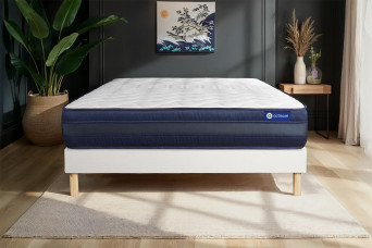 Ensemble Matelas Sommier 140x200 cm - Sommier Blanc (en kit) - Actilatex Tech