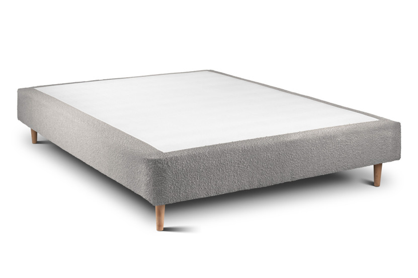 Lit 140x190 cm avec Tête de lit capitonnée - Tissu Bouclette