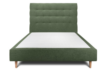 Lit 160x200 cm - Sommier tapissier H35 cm + tête de lit capitonnée - Tissu Toile natté Vert Kaki