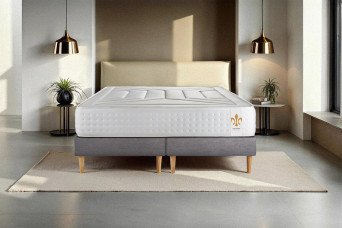 Ensemble Matelas Sommier 200x200 cm - 2 Sommiers Gris - Vingt-Quatre