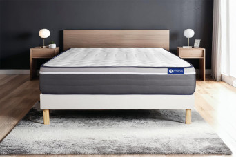 Ensemble Matelas Sommier 160x200 cm - Sommier Blanc (en kit) - Actiflex Plus