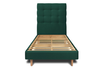 Lit 90x200 cm avec Tête de lit capitonnée - Tissu Velours