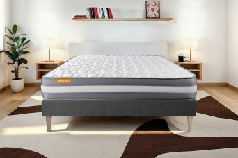 Ensemble Matelas Sommier 140x200 cm - Sommier Gris (déjà monté) - Memo Plus