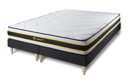 Ensemble Matelas Sommier 180x200 cm - 2 Sommiers Noir - Flexy