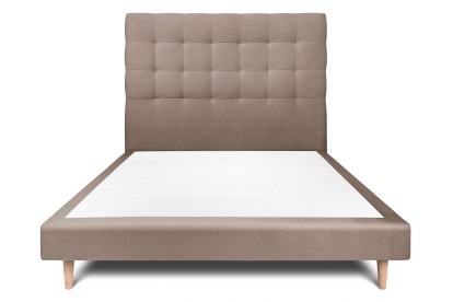 Lit 135x190 cm - Sommier tapissier H29 cm + tête de lit capitonnée - Tissu Velours Taupe