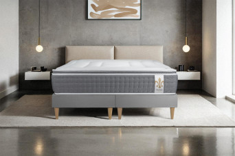Ensemble Matelas Sommier 200x200 cm - 2 Sommiers Gris - Vingt-Six PLUS