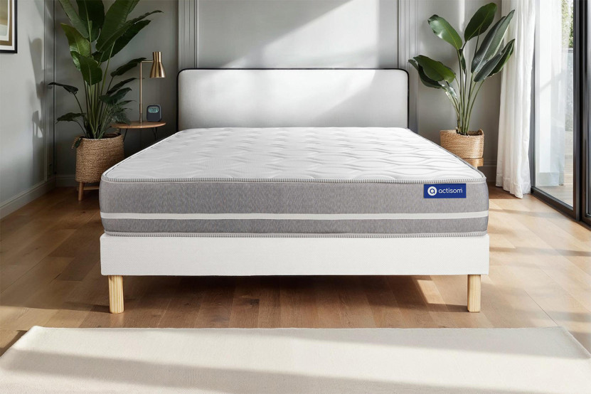 Ensemble Matelas Sommier 160x200 cm - Sommier Blanc (en kit) - Actiflex Touch