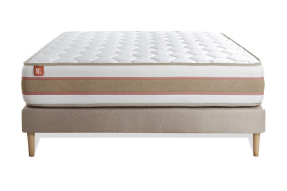 Ensemble Matelas Sommier 140x190 cm - Sommier Beige (en kit) - Le Délicat