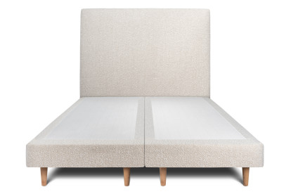 Lit 2x 100x200 cm - Sommier tapissier H29 cm + tête de lit tapissée - Tissu Bouclette Beige Clair