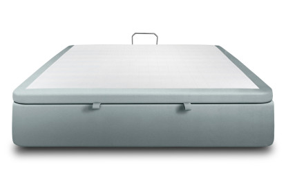 Sommier Coffre 140x190 cm - Velours - Gris bleuté